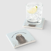 可愛いカワウソおもしろいと見事なプリン ストーンコースター (横)