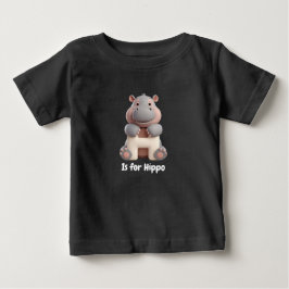 可愛いカワウソのH文字キッズTシャツ | アニマルアルファベット ベビーTシャツ