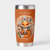 可愛いカントリーのキツネの恋人が名前を付ける 保温保冷タンブラー (正面)