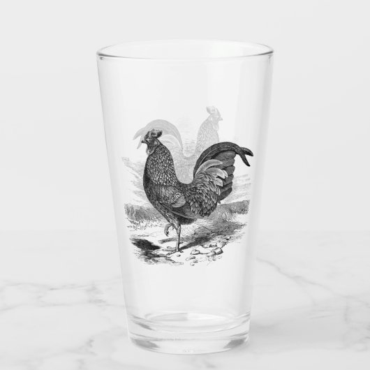 可愛いカントリーヴィンテージのルースターガラス タンブラーグラス (裏面)