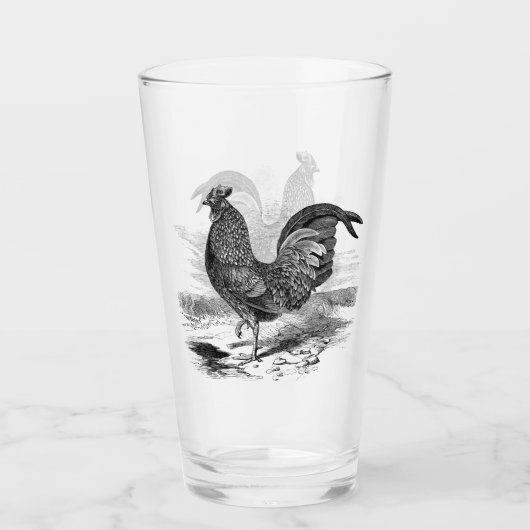 可愛いカントリーヴィンテージのルースターガラス タンブラーグラス (正面)