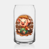 可愛いカントリー豚の恋人がモノグラムを追加 ガラス缶 (正面)