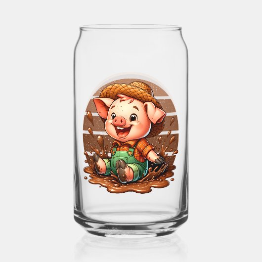 可愛いカントリー豚の恋人がモノグラムを追加 ガラス缶 (正面)