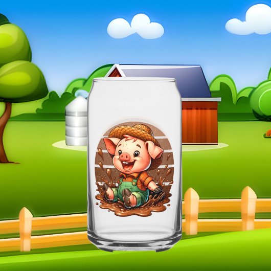 可愛いカントリー豚の恋人がモノグラムを追加 ガラス缶