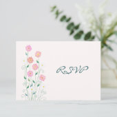 可愛いカントリー・デイジーのシンプルな結婚式RSVP 出欠カード (スタンド正面)