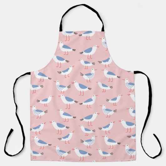 可愛いカートゥーンのカモメのシームレスなパターン エプロン (正面)