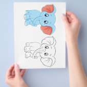 可愛いカートゥーンエレファントカラーリングページ チラシ (手)
