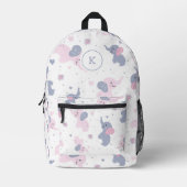 可愛いカートゥーン象の模様モノグラム プリントバックパック (正面)