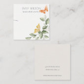 可愛いガーデンの葉蝶ネックレスディスプレイ スクエア名刺 (正面/裏面)