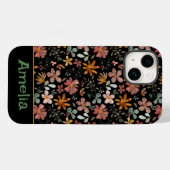 可愛いガーデンピンクのオレンジ色のパターン名ブラック Case-Mate iPhoneケース (裏面 (横))