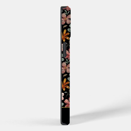 可愛いガーデンピンクのオレンジ色のパターン名ブラック Case-Mate iPhoneケース (裏面 / 右)