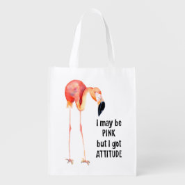 可愛いガーリーウオーターカラーピンクフラミンゴタイポグラフィ エコバッグ