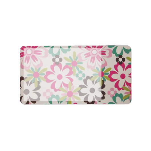 可愛いガーリーカラフルエレガント春の花図形 ラベル (正面)