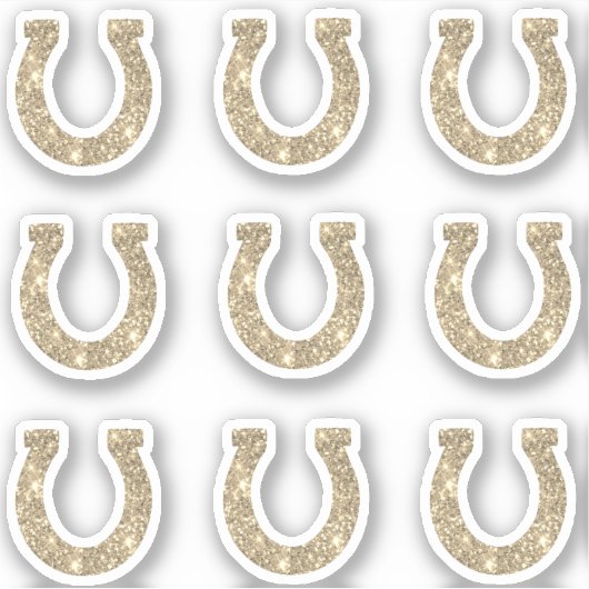 可愛いガーリーグラム金ゴールドグリッター蹄型セット シール (正面)