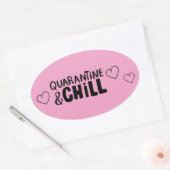 可愛いガーリーコロナウイルス検疫とチルハート 楕円形シール (封筒)