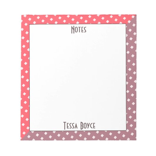 可愛いガーリーコーラルピンクモノグラムの色 ノートパッド (正面)