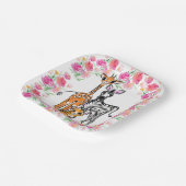 可愛いガーリーサファリの友達、キリン、ゼブラ、トラ ペーパープレート (傾斜あり)