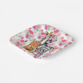 可愛いガーリーサファリの友達、キリン、ゼブラ、トラ ペーパープレート (傾斜あり)