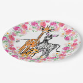 可愛いガーリーサファリの友達、キリン、ゼブラ、トラ ペーパープレート (アングル)