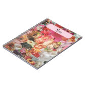 可愛いガーリースパイラルノートピンクのレディースフローラ ノートブック (左側)