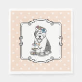 可愛いガーリーティーパーティーオールド英語シェプドッグ(グレー1) スタンダードランチョンナプキン (正面)