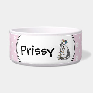 可愛いガーリーティーパーティーオールド英語シェプドッグ（グレー1） ボウル