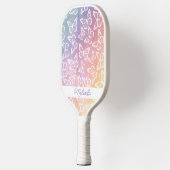 可愛いガーリーバタフライパステルレインボーあなたの名前を追加 ピックルボールラケット (左)