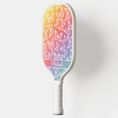 可愛いガーリーバタフライパステルレインボーあなたの名前を追加 ピックルボールラケット (左)