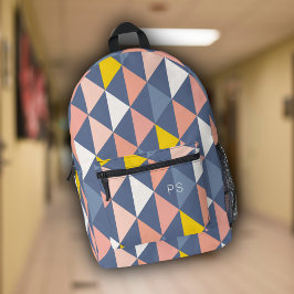 可愛いガーリーピンクとブルーモノグラムイニシャル プリントバックパック