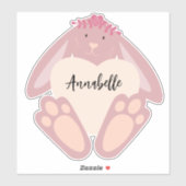 可愛いガーリーピンクのバニーとハートの花 シール (シート)