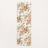 可愛いガーリーピンクのバラとモノグラム ヨガマット (正面)