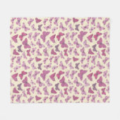 可愛いガーリーピンクの蝶の模様（ベージュ） フリースブランケット (正面(横))