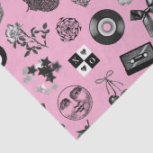 可愛いガーリーピンクの黒い美的パターン 薄葉紙 (詳細)