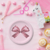 可愛いガーリーピンクサテン美弓 ペーパープレート (パーティー)