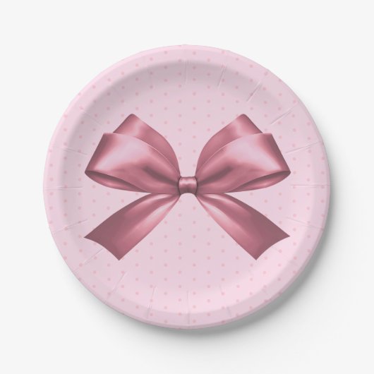 可愛いガーリーピンクサテン美弓 ペーパープレート (正面)