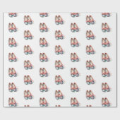 可愛いガーリーピンクブルーバレリナシューズ水色 ラッピングペーパー (フラット)