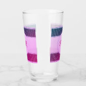 可愛いガーリーピンク紫水玉模様バナー飲み物 タンブラーグラス (左)