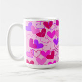 可愛いガーリーピンク紫&赤いハート柄 コーヒーマグカップ (左)