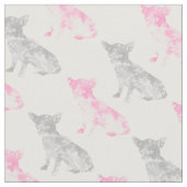 可愛いガーリーピンク色の水彩千華模様 ファブリック (クローズアップ)