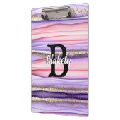 可愛いガーリーピンク&パープルモノグラムイニシャル クリップボード (左)