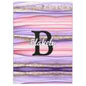 可愛いガーリーピンク&パープルモノグラムイニシャル クリップボード (裏面)