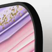 可愛いガーリーピンク&パープルモノグラムグリッタースパークル ピックルボールラケット (左詳細)