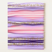 可愛いガーリーピンク&パープルモノグラムグリッタースパークル プランナー手帳 (裏面)