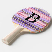 可愛いガーリーピンク&パープルモノグラムグリッタースパークル 卓球ラケット (正面アングル)