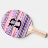 可愛いガーリーピンク&パープルモノグラムグリッタースパークル 卓球ラケット (横)
