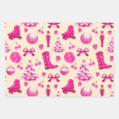 可愛いガーリーピ名門私立校風のックスクリスマスブルーベージュ ラッピングペーパーシート (正面3)