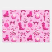 可愛いガーリーピ名門私立校風のックスクリスマスブルーベージュ ラッピングペーパーシート (正面2)