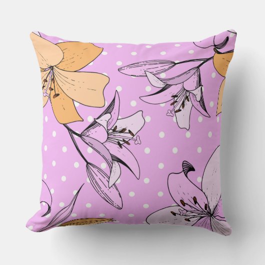 可愛いガーリーフローラかわいいヴィンテージインク クッション (正面)