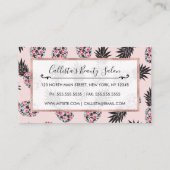 可愛いガーリーフローラピンク黒パイナップルパターン ロイヤリティカード (裏面)