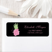 可愛いガーリーブラックウォーター色ピンクのパイナップル ラベル (インサイチュ)